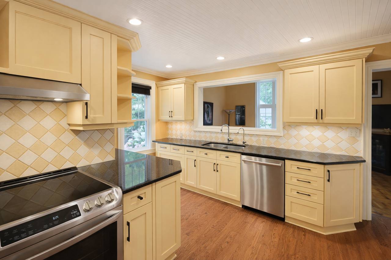 cabinet refacing in picton done by rad dezign. yellow shaker style